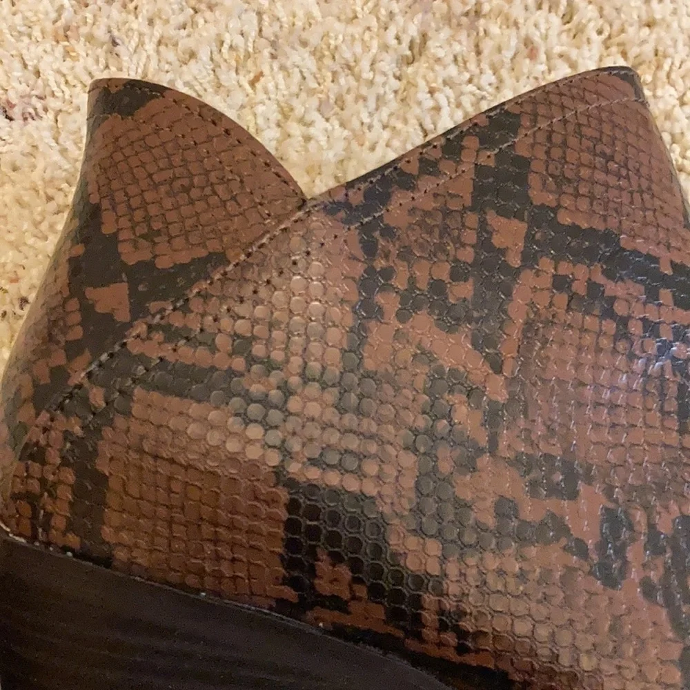Snakeskin printed ankle booties